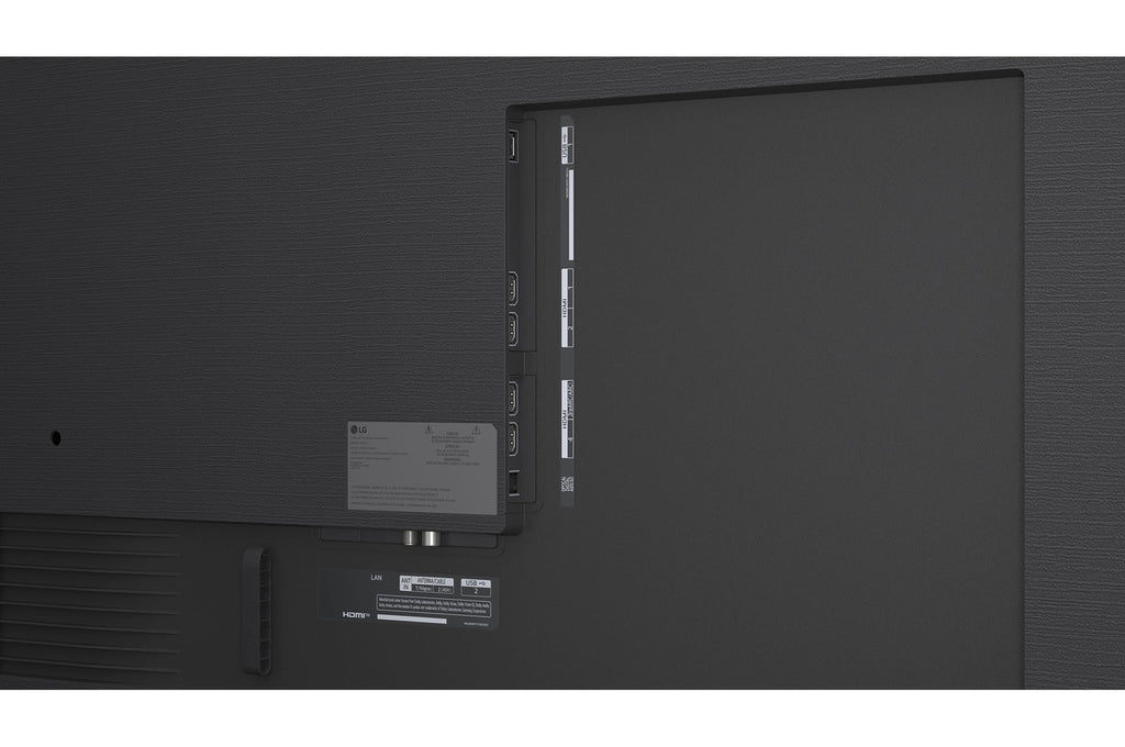 close-up view of the input connections of lg 100QNED86AS tv