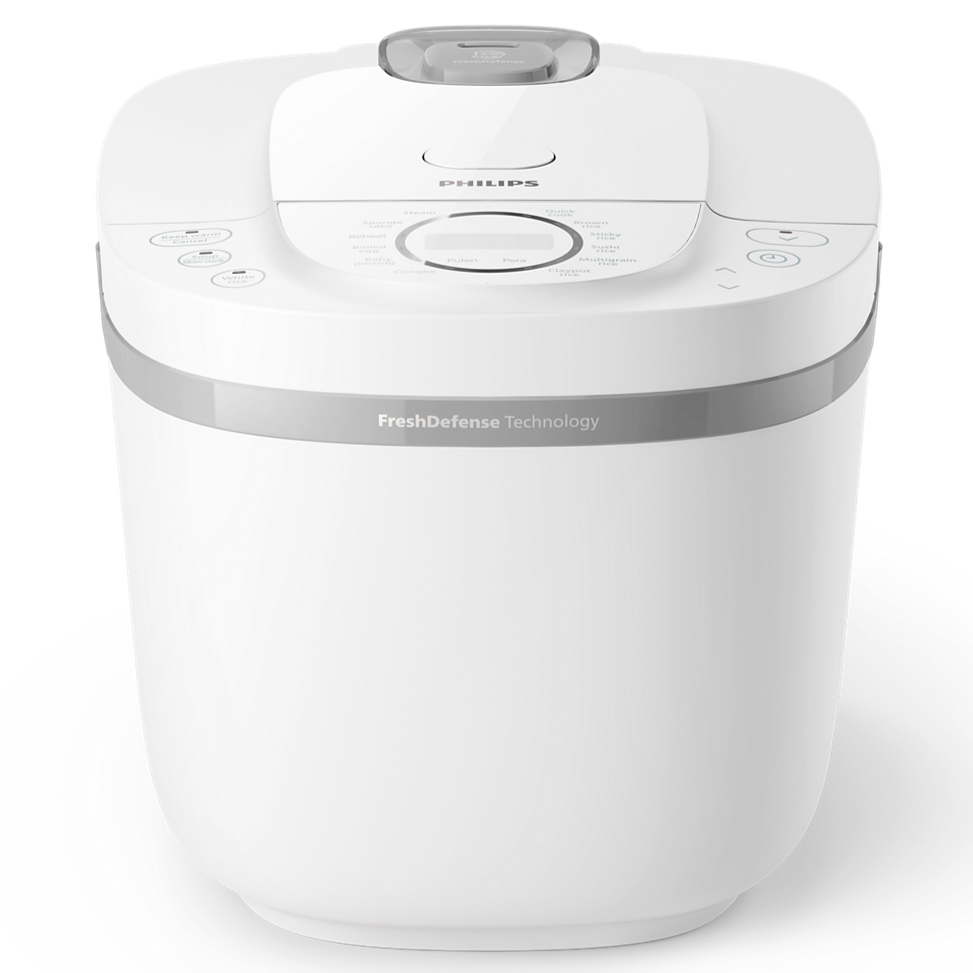 front view of philips hd4717 white rice cooker