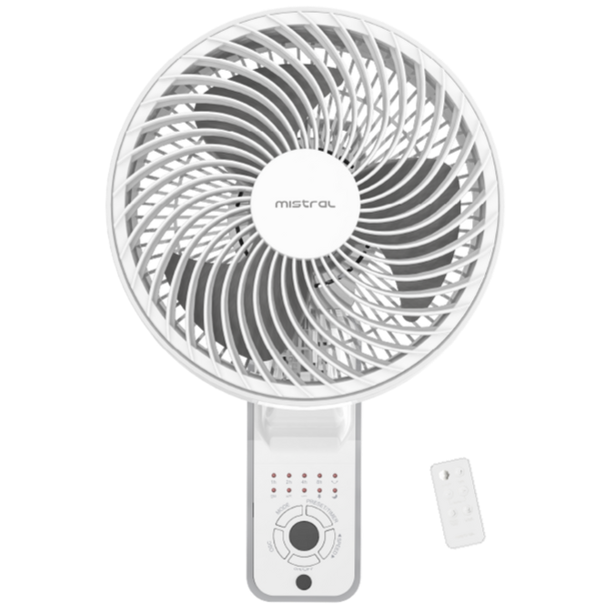 White 9" DC Wall Fan with Remote