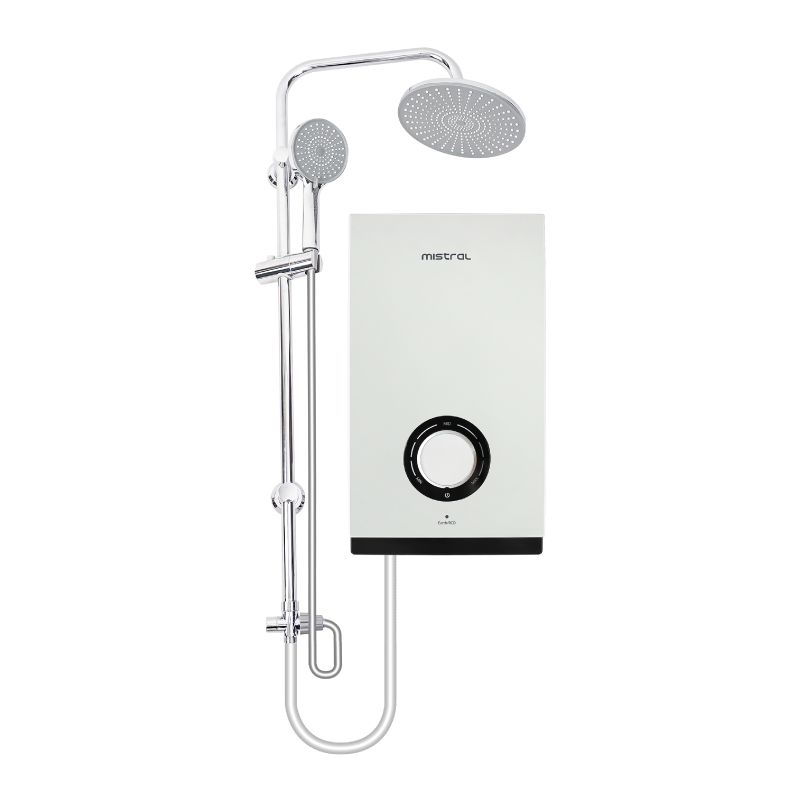 White Instant Shower Heater with DC Pump & Rain Shower MSH103